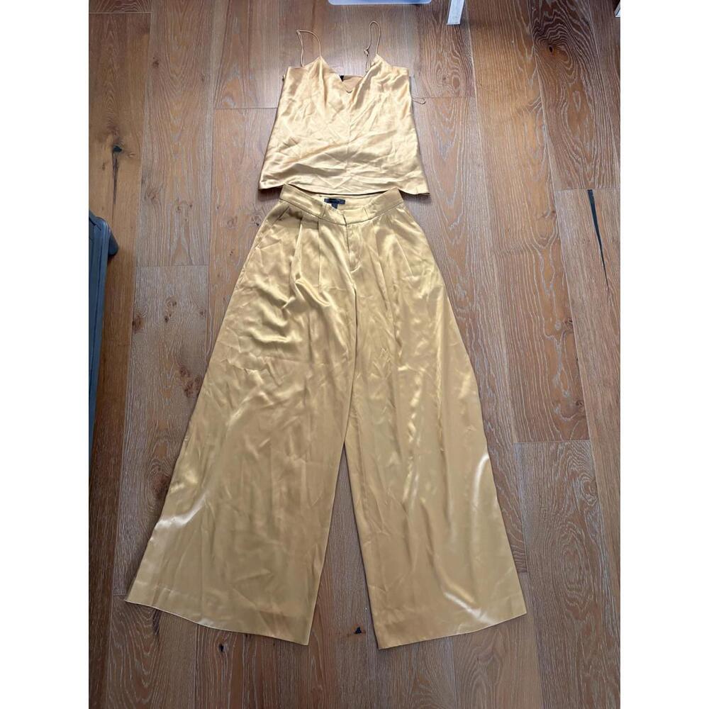 Banana Republic Golden 100% Silk Pants and Top Set S